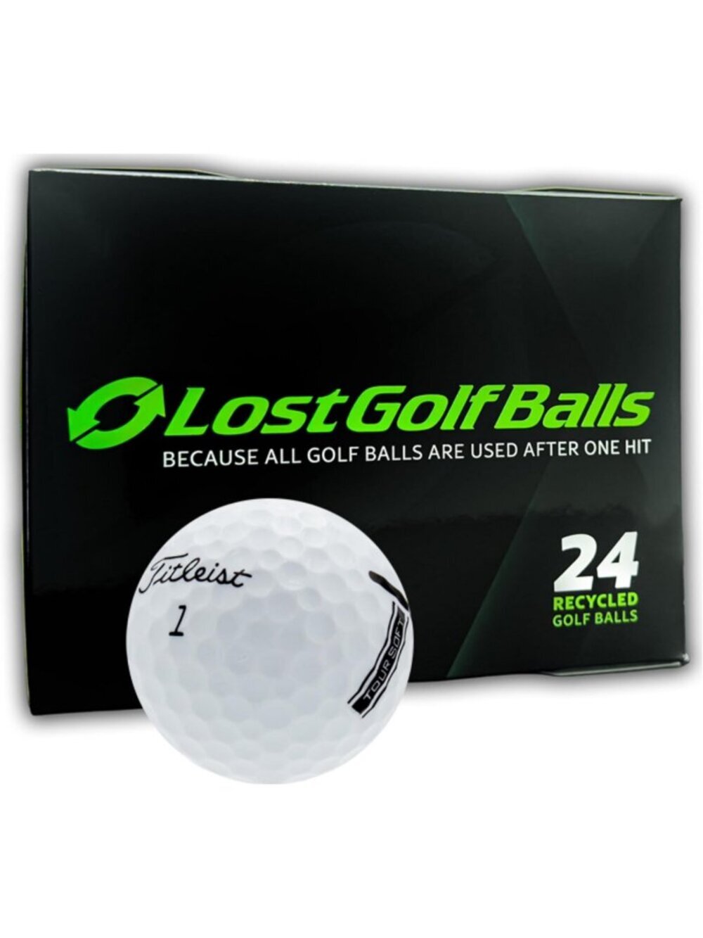 24 Pack Recycled Soft Feel Golf Balls - High Quality, Long Distance Performance
